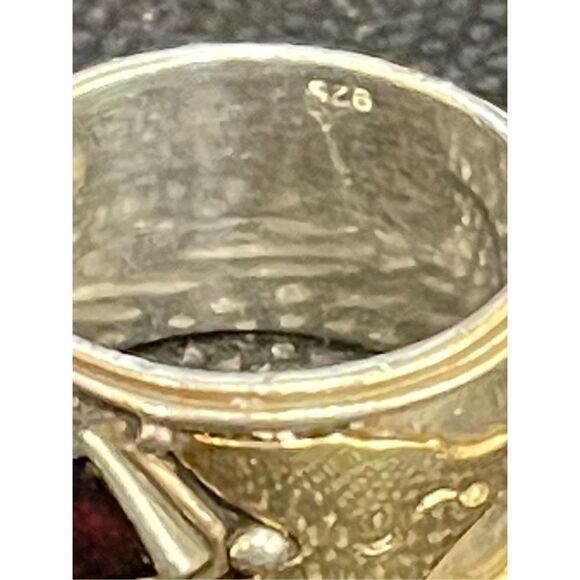 Silver and Gold Ring with Ruby - Picture 6 of 7